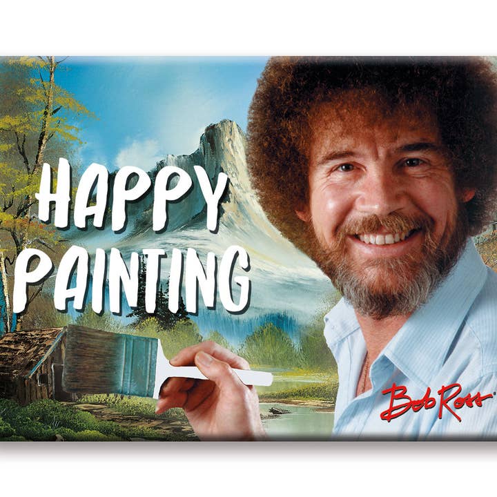 Great Stuff Novelties (GSN) by NMR Brands - Wholesale Magnet - Bob Ross - Happy Painting Flat Magnet (2.5" x 3.5")