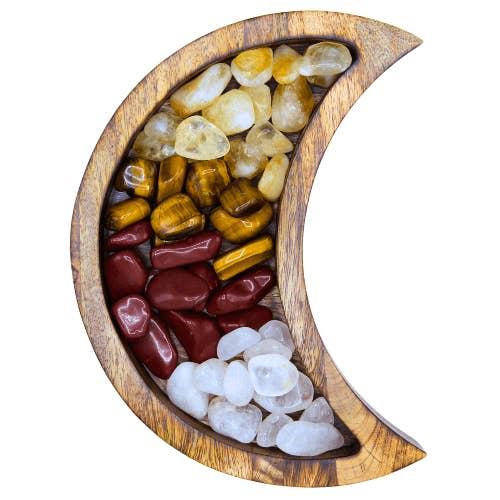 Green Tree – Großhandel Deko-Tablett – Kristallschale mit Halbmondmotiv, gebrannte Oberfläche1