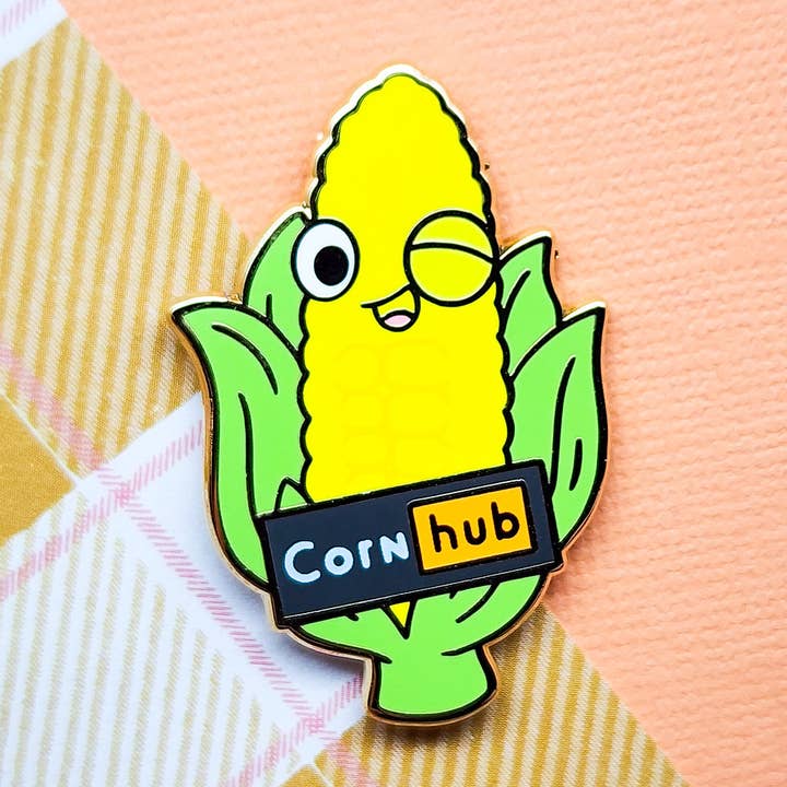 Cornhub Enamel Pin for wholesale by Toku Arts
