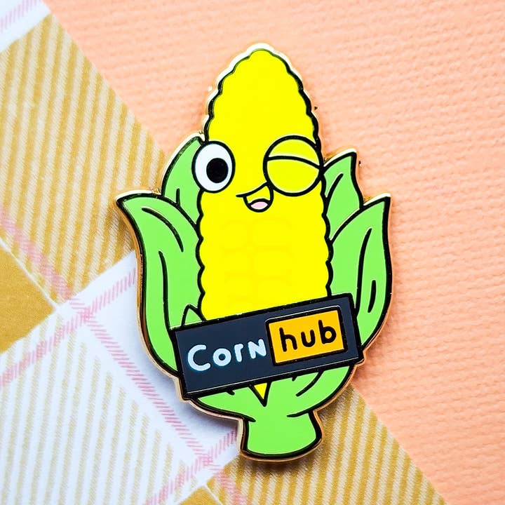 Cornhub Enamel Pin for wholesale by Toku Arts