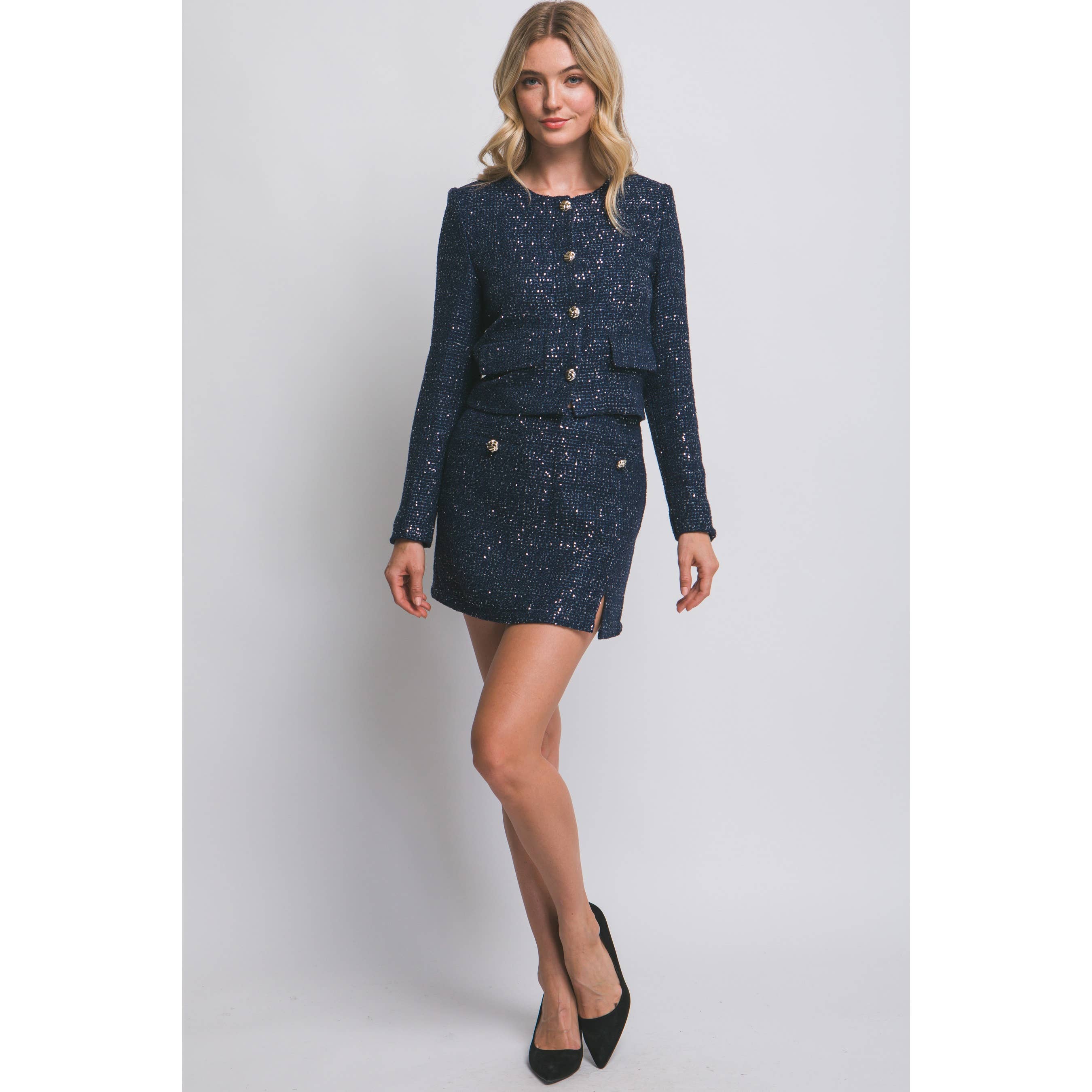 ITSSY - Wholesale Top & Skirt Set - Women's - TWEED JACKET AND MINI SKIRT SET2