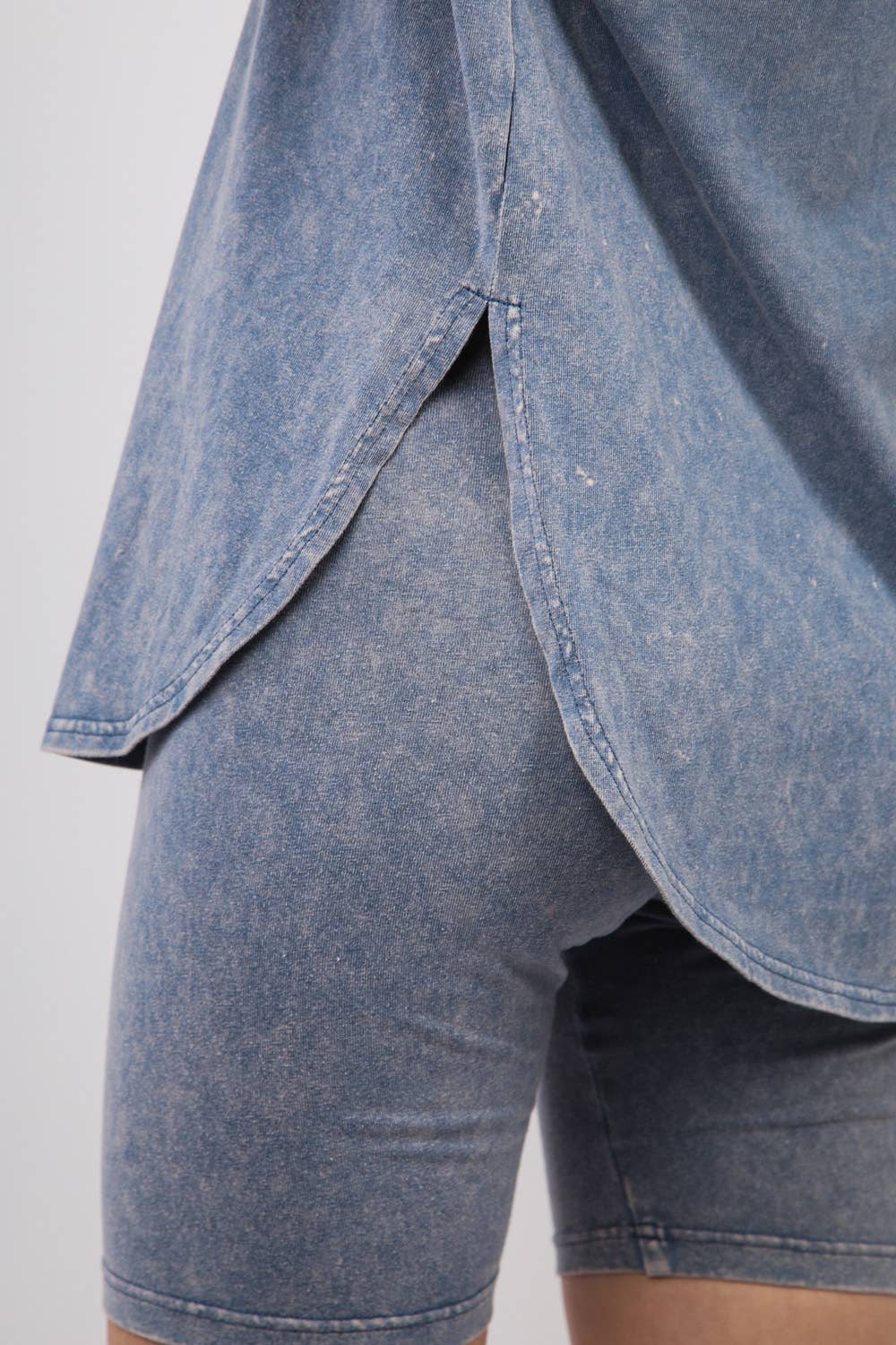 VERY J - Wholesale Activewear Set - Women's - NT11590SET-Washed Stretchy Knit Activewear Top & Shorts12