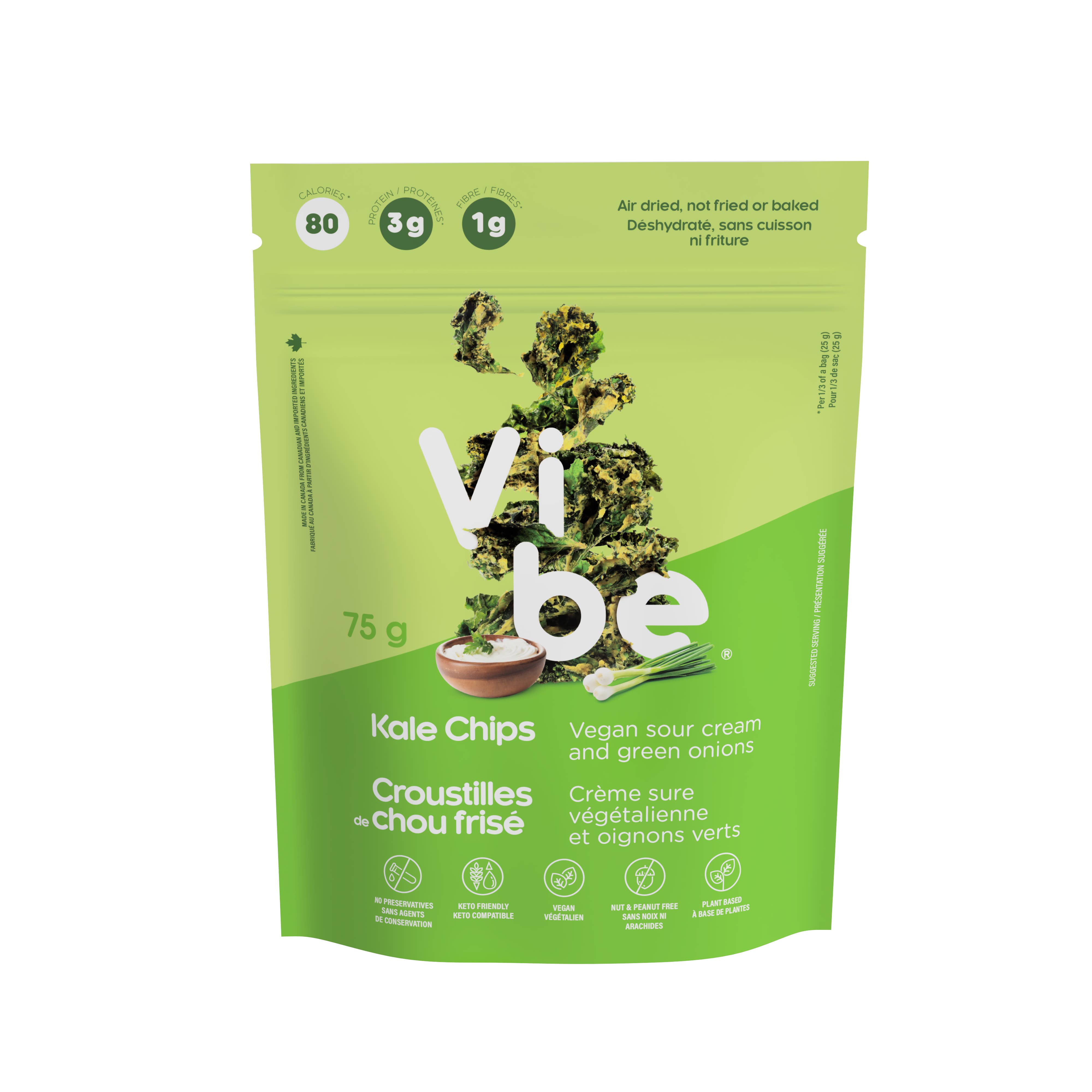 Vibe Foods - Wholesale Chips - Vibe Vegan Sour Cream & Green Onions Kale Chips