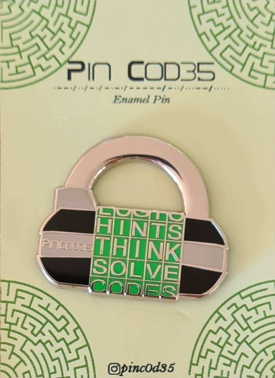 Pincodes - Venta al por mayor Botón/prendedor - Alfiler esmaltado duro con forma de candado con cinco letras, alfiler para sala de escape4