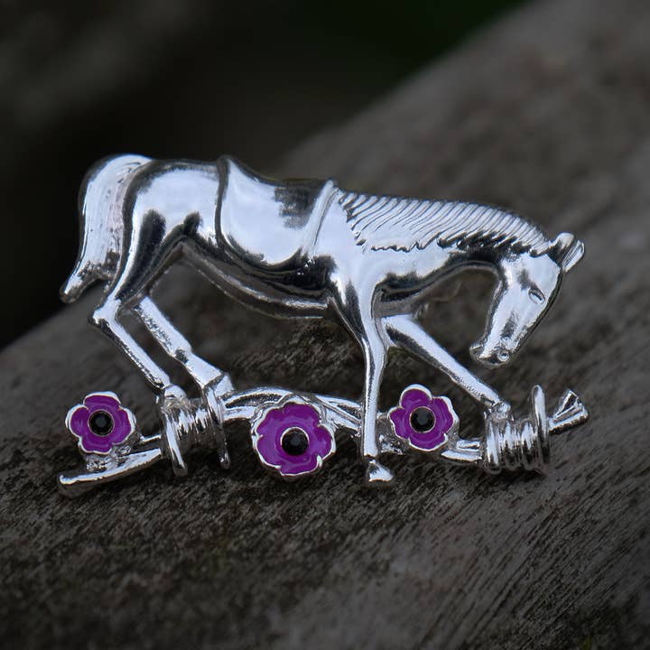 War Horse Purple Poppy Brooch for wholesale by Alexander Thurlow & Co Ltd