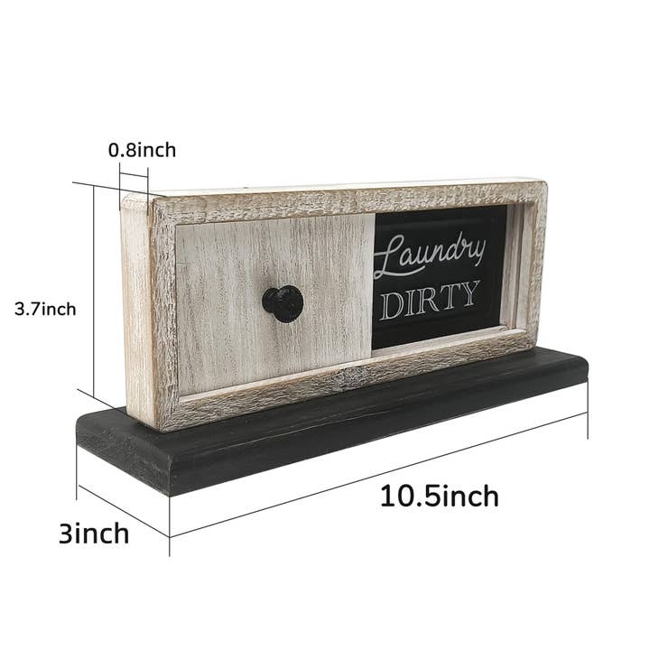 Paris Loft Inc – wholesale Decorative tabletop object – Laundry Clean/Dirty Sliding Wood and Metal Tabletop Decor3
