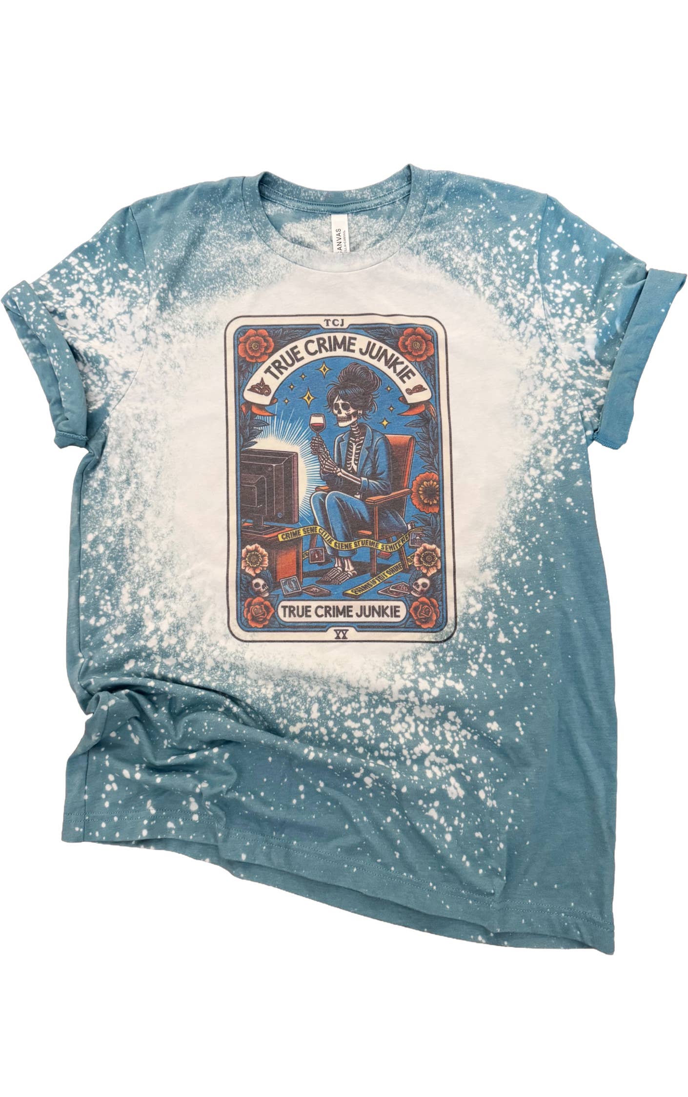 Pick Your Poison Tees LLC (Formerly Wandering Owl Designs) - Wholesale Screen Printed T-Shirt - Unisex - True Crime Junkie - Tarot Card Bleached Shirt