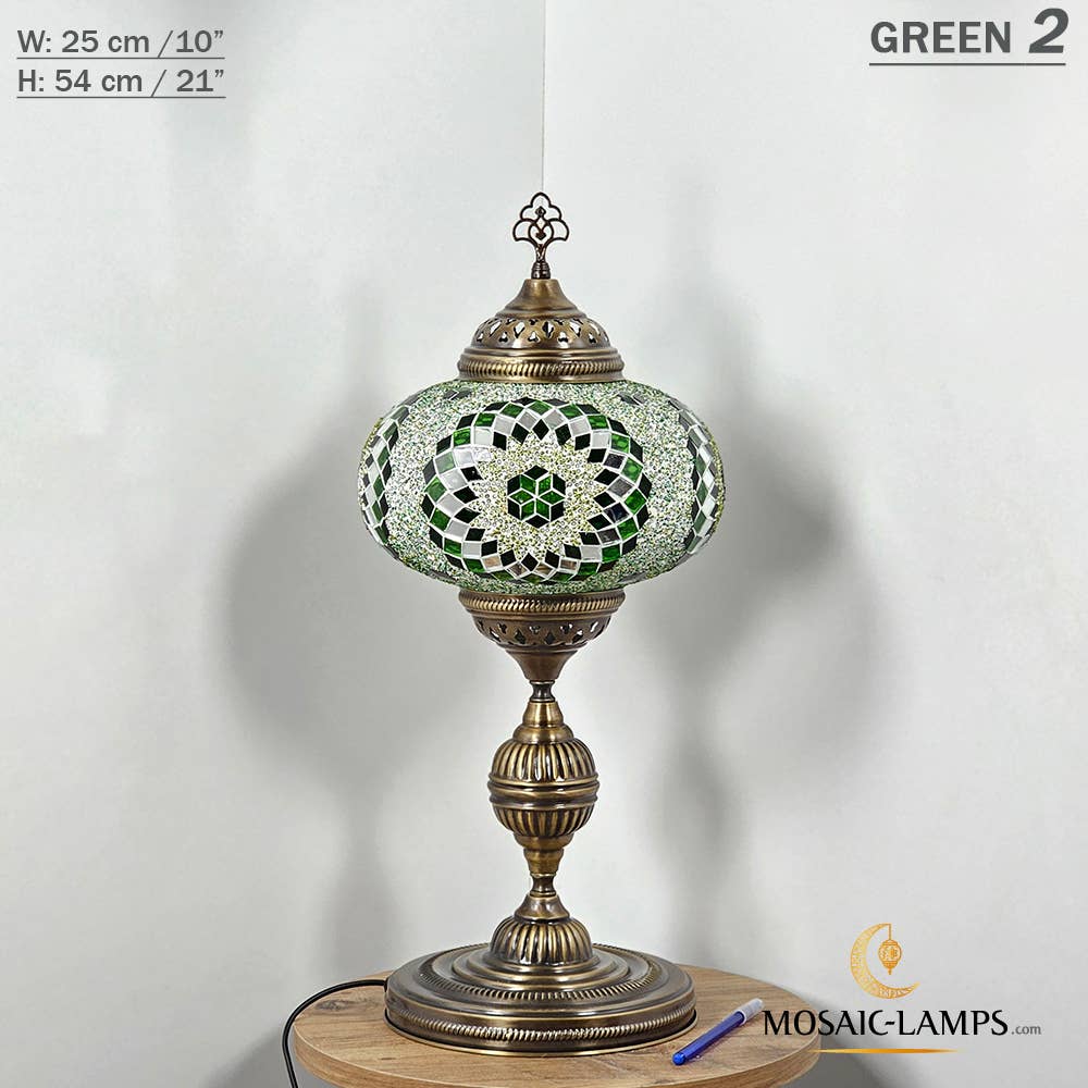 Mosaic Lamps - Wholesale Accent/Desk Lamp - 10+ Colors - Turkish Mosaic X Large Globe Table Lamp, Marrak26
