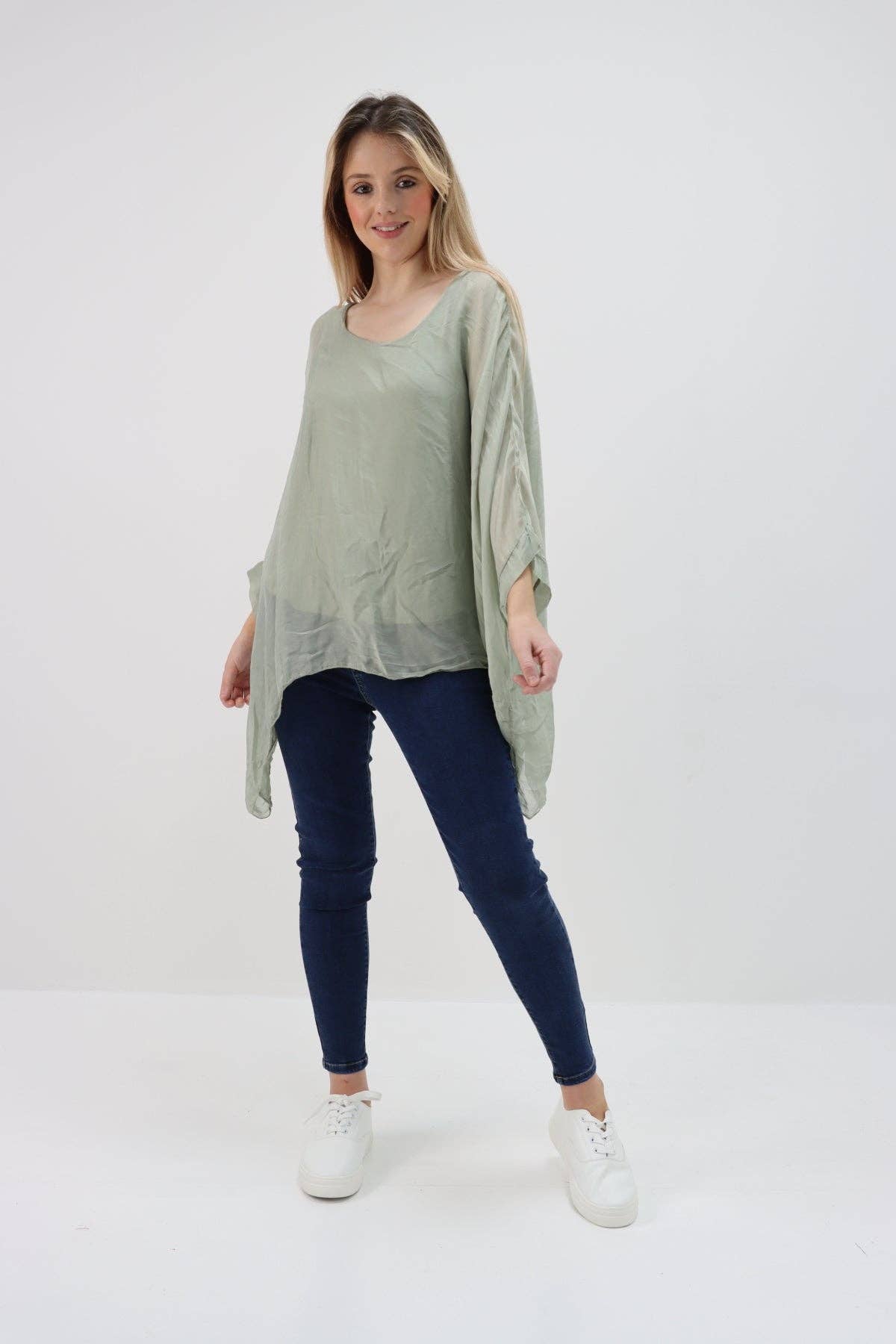 Miss Bold - Wholesale Tunic - Women's - Italian Plain Batwing Silk Tunic Top23