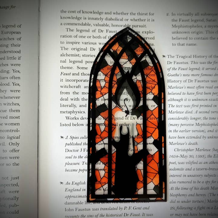 Clear Bookmark - Black Flame Candle Stained Glass Gothic for wholesale by Dark Veinlet