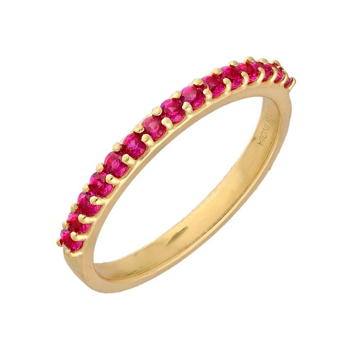 Tiramisu - Wholesale Single stone/solitaire ring - 14K Gold Plated Silver Lab Created Ruby Set of 3 Rings2