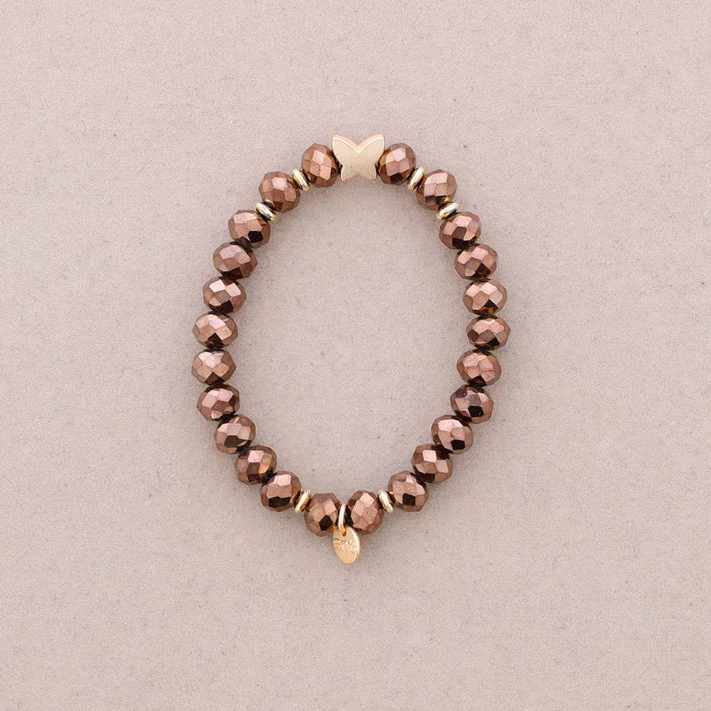 Sonata - Wholesale Beaded Bracelet - Elastic Bracelet with Faceted Crystal Butterfly Metal16