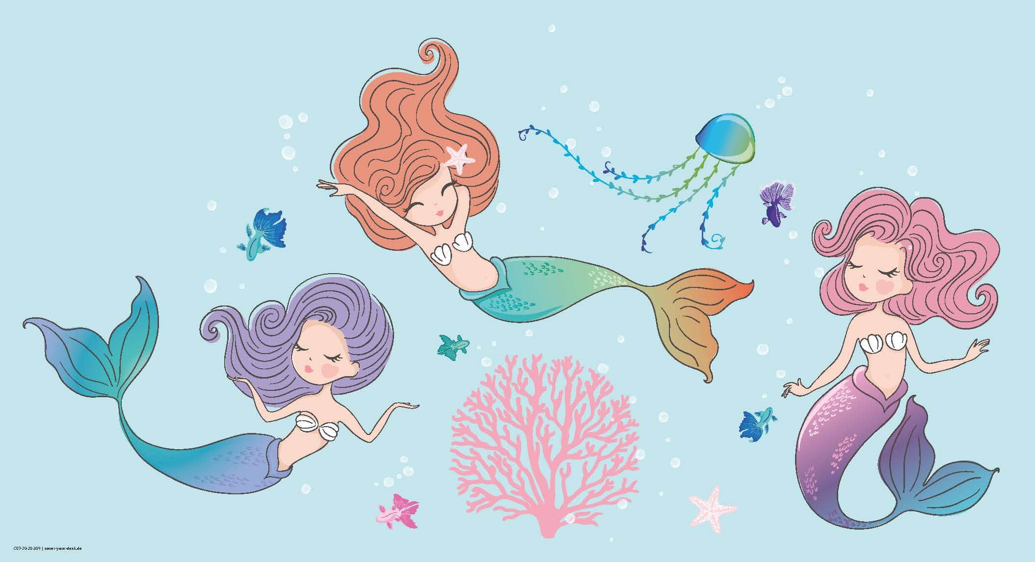 Girls Vinyl Desk Pad - Three Mermaids for wholesale by cover-your-desk