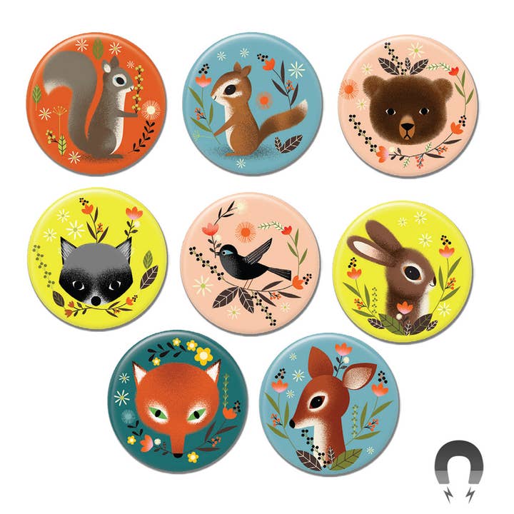 Paquete de Imanes Grandes de Animales del Bosque para venta al por mayor de Badge Bomb