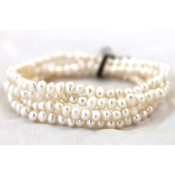 LIZOU - Wholesale Beaded bracelet - Delicate Freshwater Pearl Stack Bracelet - BC-078