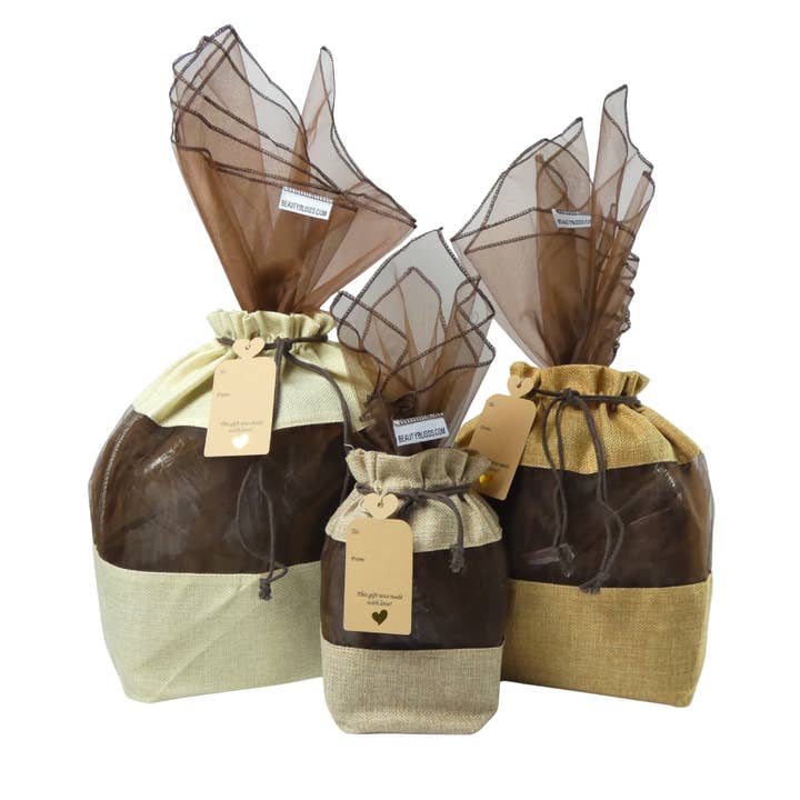 Bamboo Cotton Gift Bags - Singles & 3-Pc Set (S/M/L) for wholesale by Beauty Blisss
