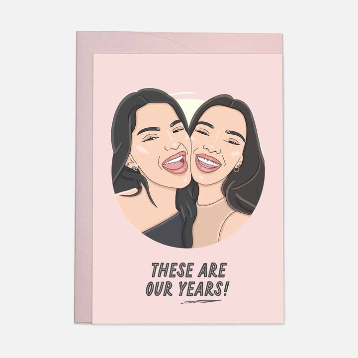 Our Years Geburtstagskarte mit Jenner Sisters für den Großhandel von Kaart Blanche