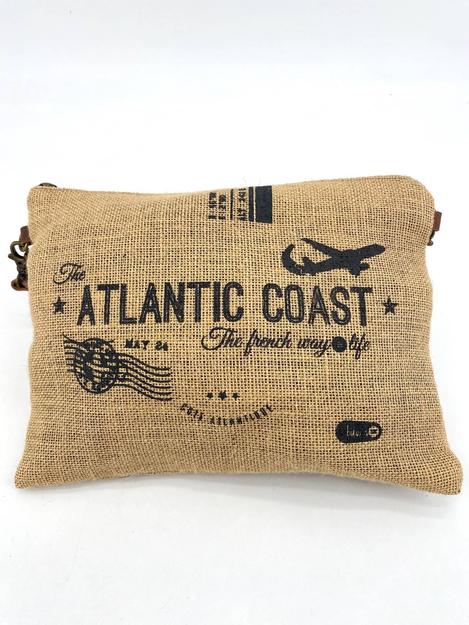 Maison Unik Accessoires - Vente Sac à bandoulière – femme - Pochette Sac mini cabas en toile de jute anse cuir-Femme4