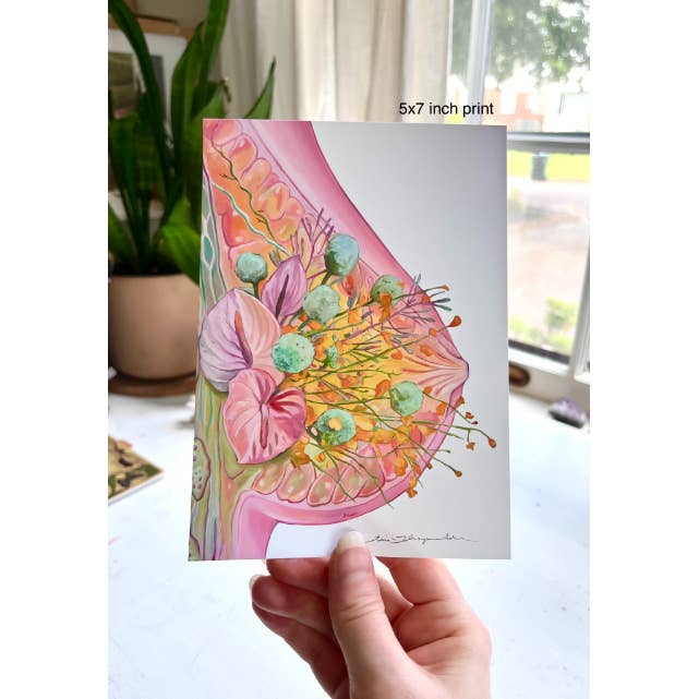 Trisha Thompson Adams - Wholesale Art Print - Floral Breast Flower Anatomy Art Print