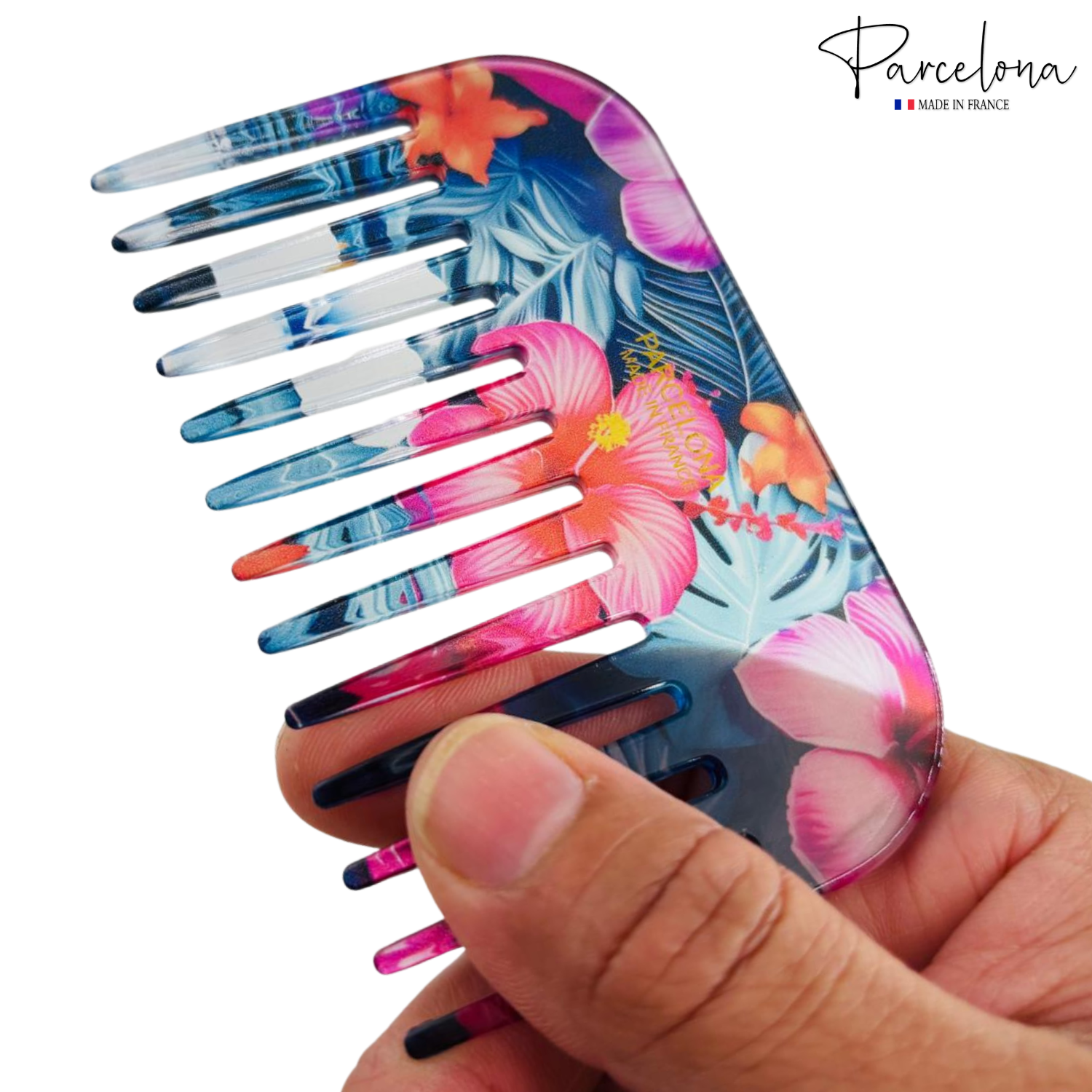 Parcelona - Wholesale Hair Brush/Comb - Parcelona Wide Tooth Comb Tropical Toucan Floral Print Comb for Thick Curly Hair56