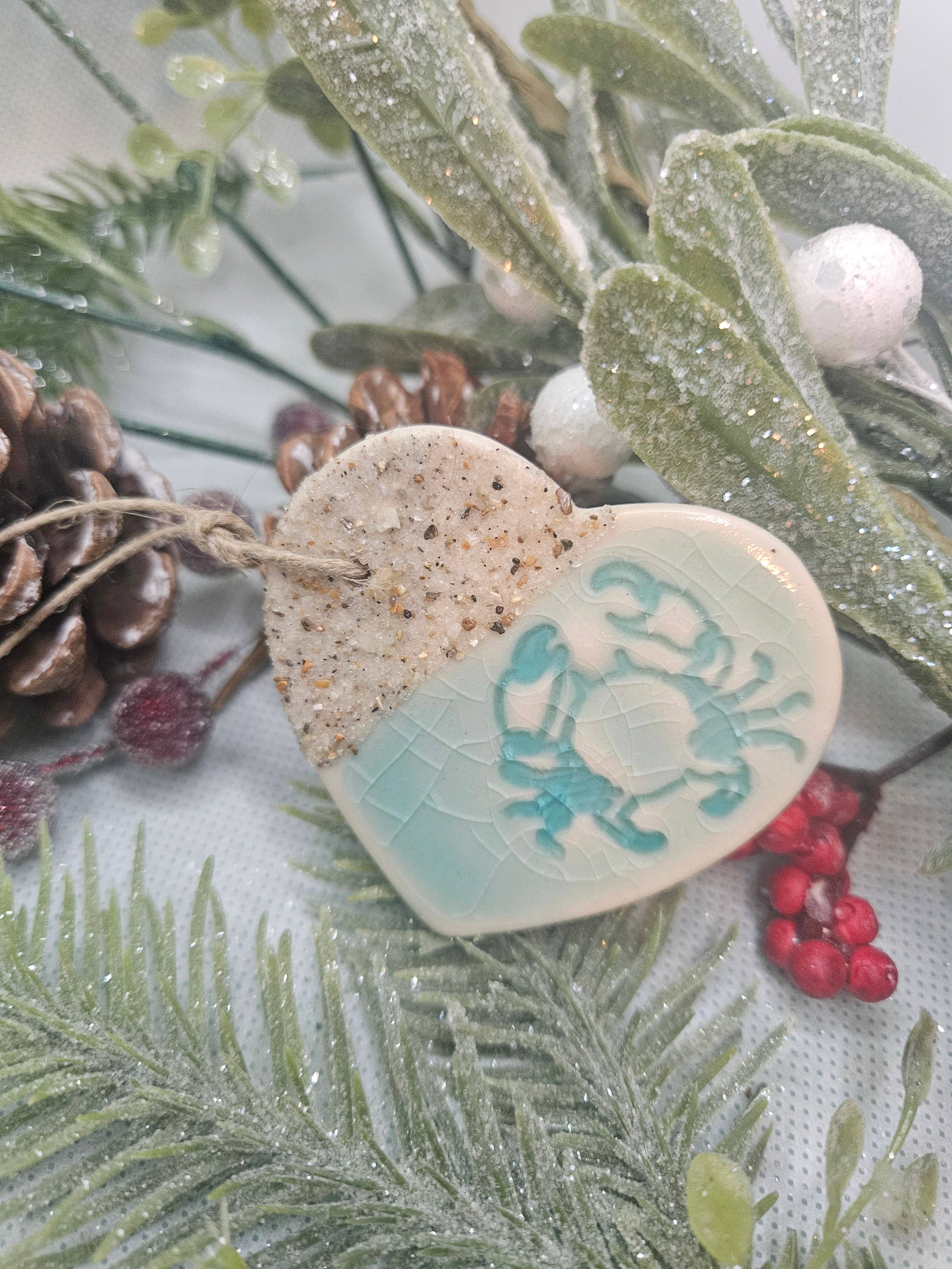 Teal Turtle Studio - Wholesale Ornament - Mini Blijf Zwemmen Keramische Schildpad Hart Ornamenten