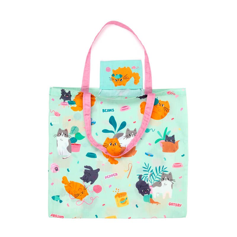 Puckator EU - Wholesale Grocery/Shopping Bag - Foldable Reusable RPET Shopping Bag Beans & Co Cats4