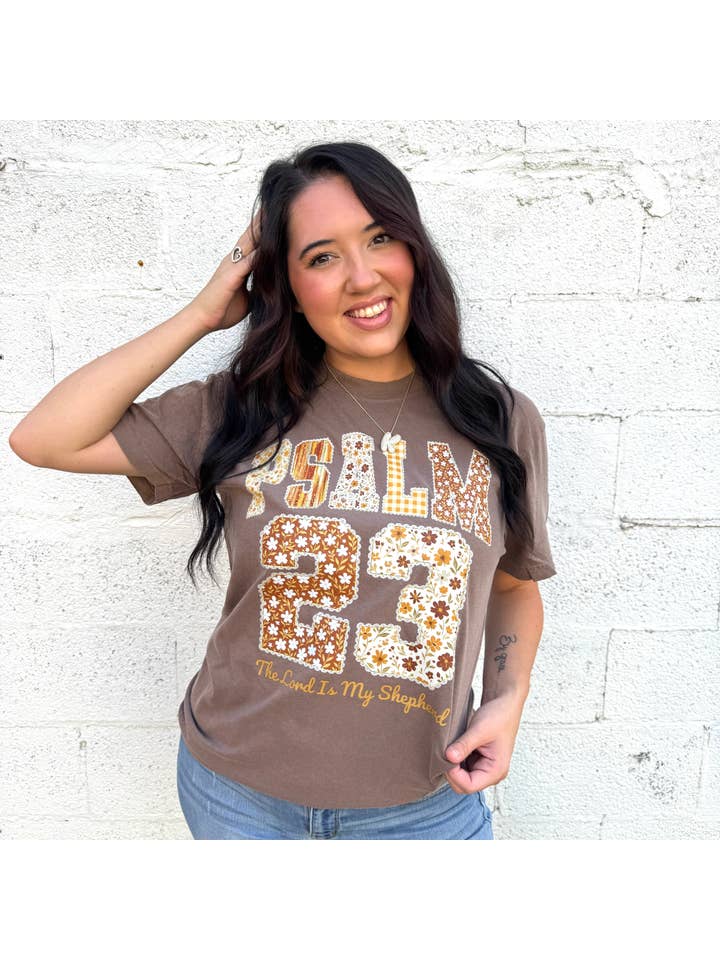 Espresso Floral Psalm: 23 Graphic Tee for wholesale on Faire1