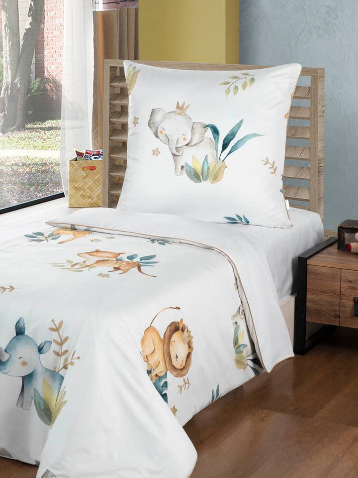 Satin children's bedding set 135 x 200 cm+80 x 80 cm Safari for wholesale by Aymando Home