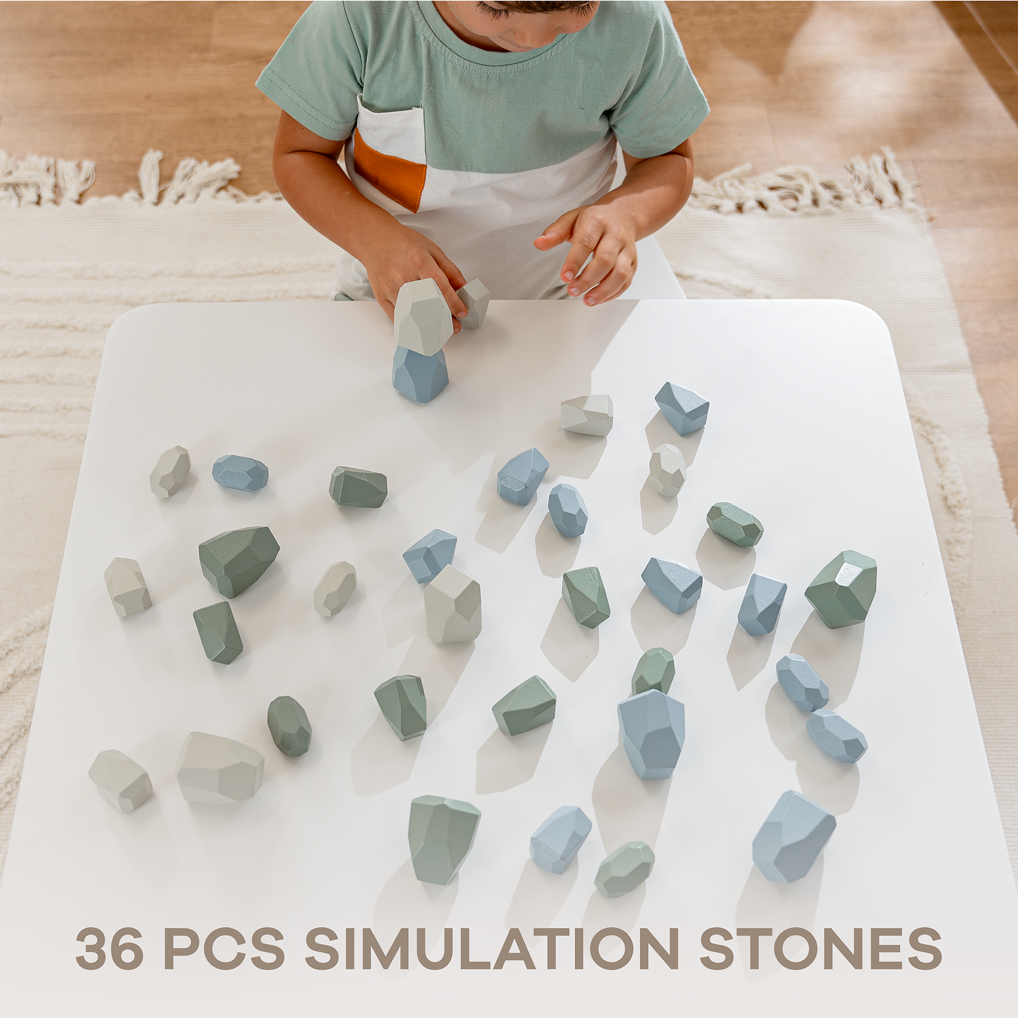 Comfy Cubs - Wholesale Blocks - Kids Baby - Stacking Rocks, 36 pcs Wooden Stacking Stones by Comfy Cubs10
