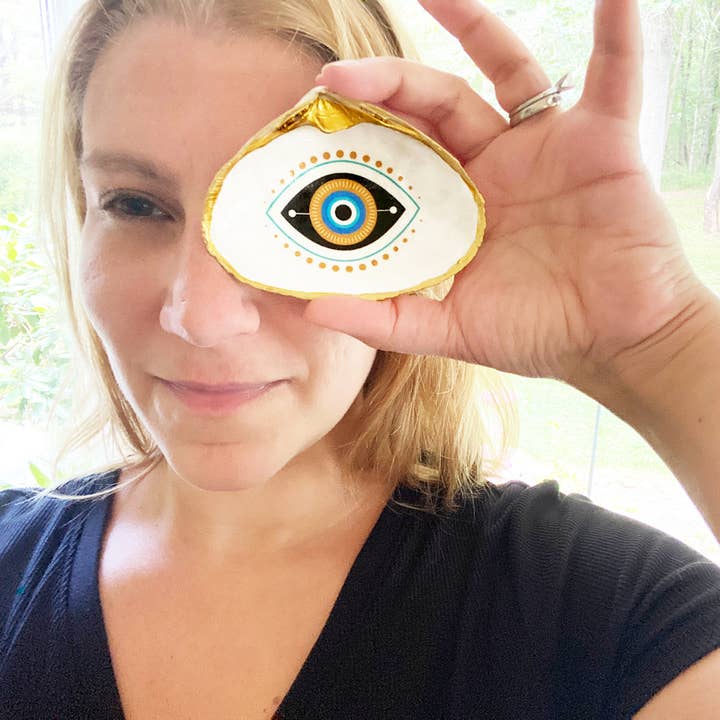 Adori Designs - Wholesale Jewelry Dish - Evil Eye Protection Eye Trinket Clam Shell Ring Dish6