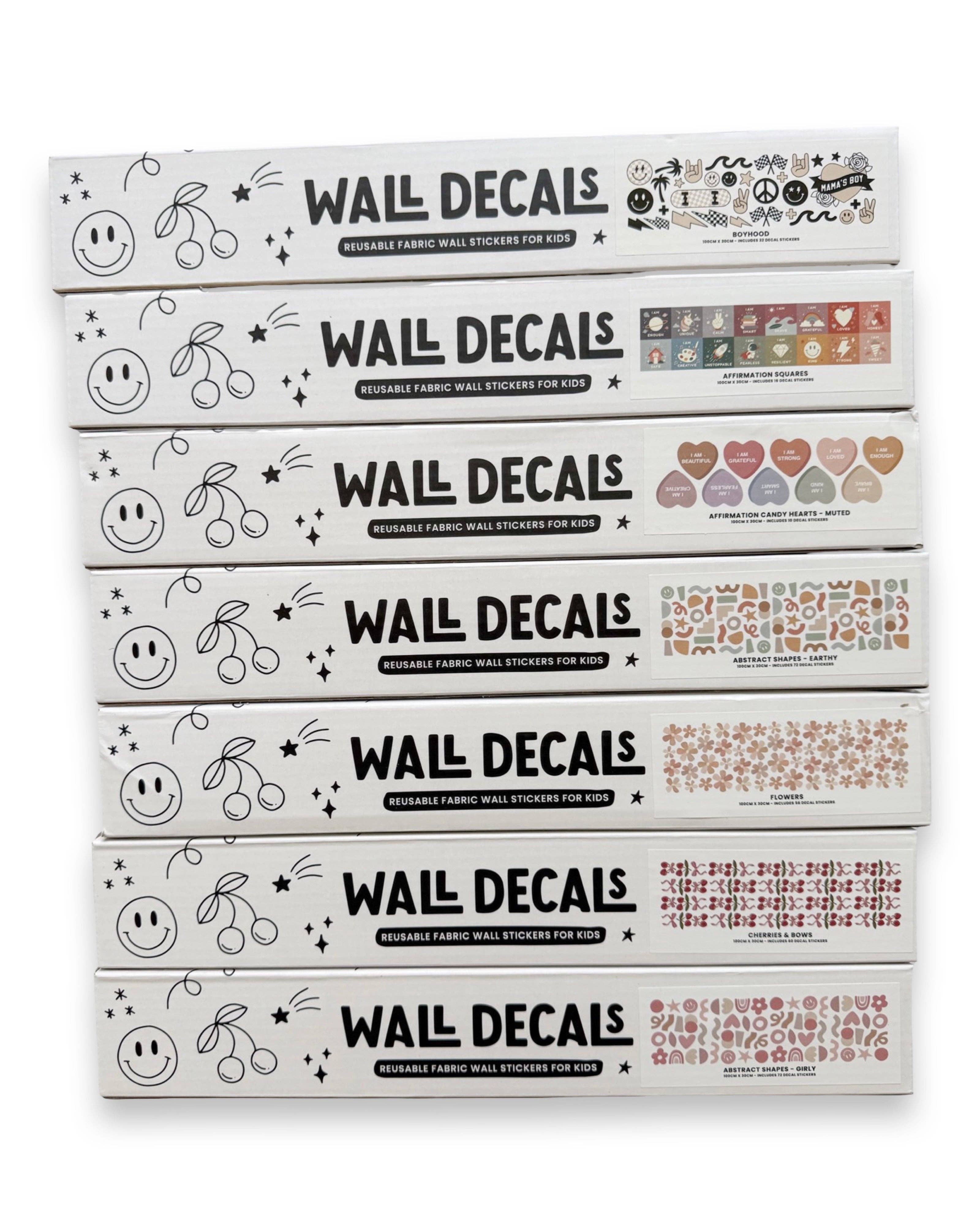 Cherrypick – Decalque de janela/parede por atacado – Autocolantes de Tecido para Parede - Corações de Afirmação (Tons Suaves)4