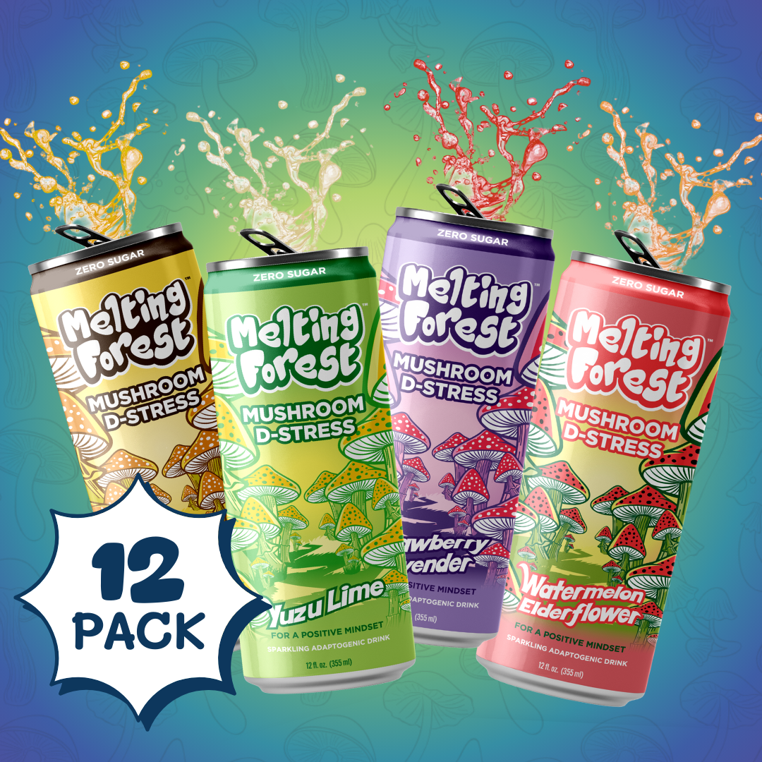 Melting Forest - Vente Eau gazeuse - Boisson aux champignons | Anti-stress | Pack varié6