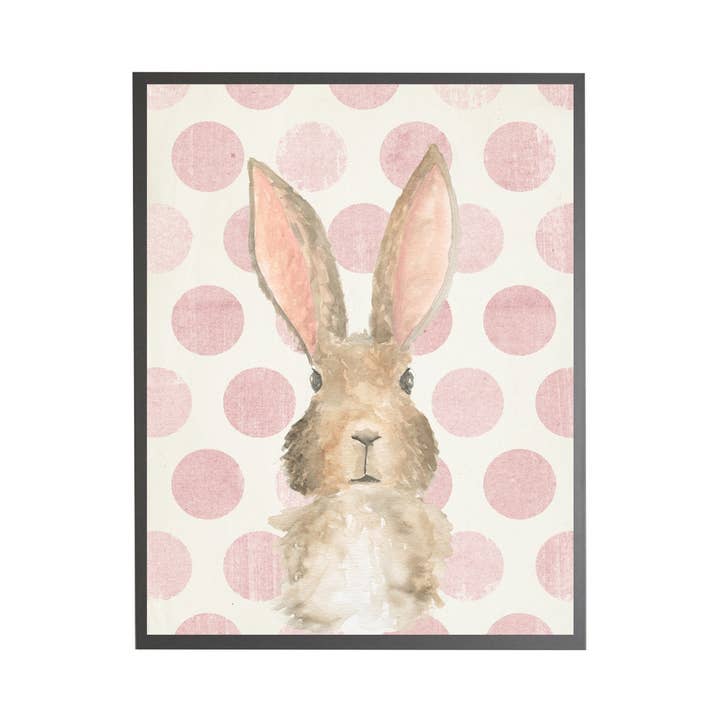 Akvarell Baby Bunny På Rosa Polka Dots för wholesale av Antique Curiosities Inc