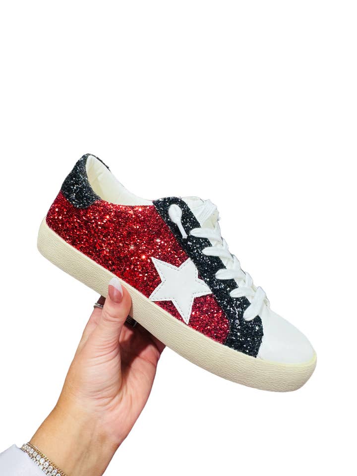 Camel Threads - Wholesale Lifestyle Sneakers - Women's - Red/Black Glitter Sneaker