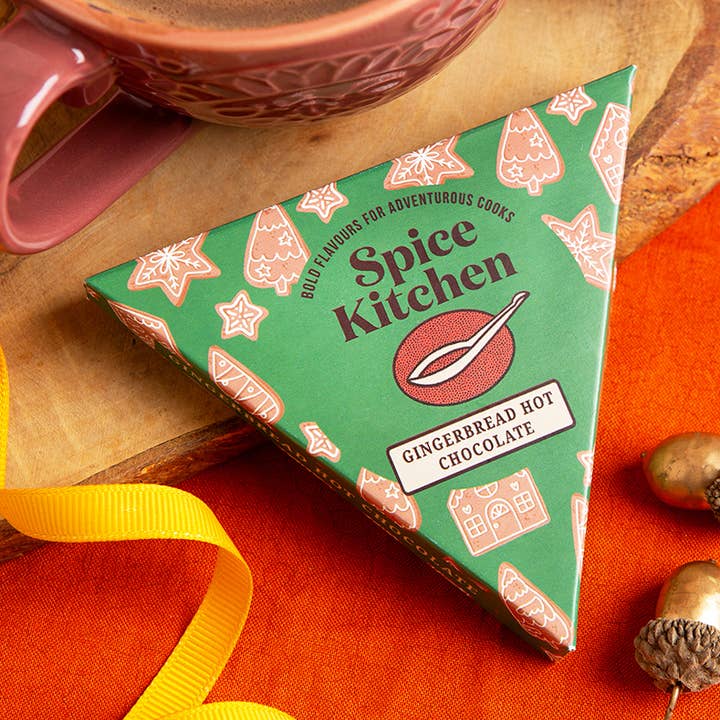 Gingerbread Hot Chocolate Triangle Box for wholesale by Spice Kitchen