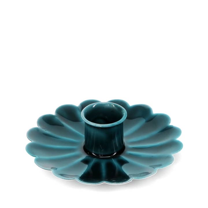 Rex B2B - UK – wholesale Candle holder – Enamel Flat Flower Candle Holder - Blue1