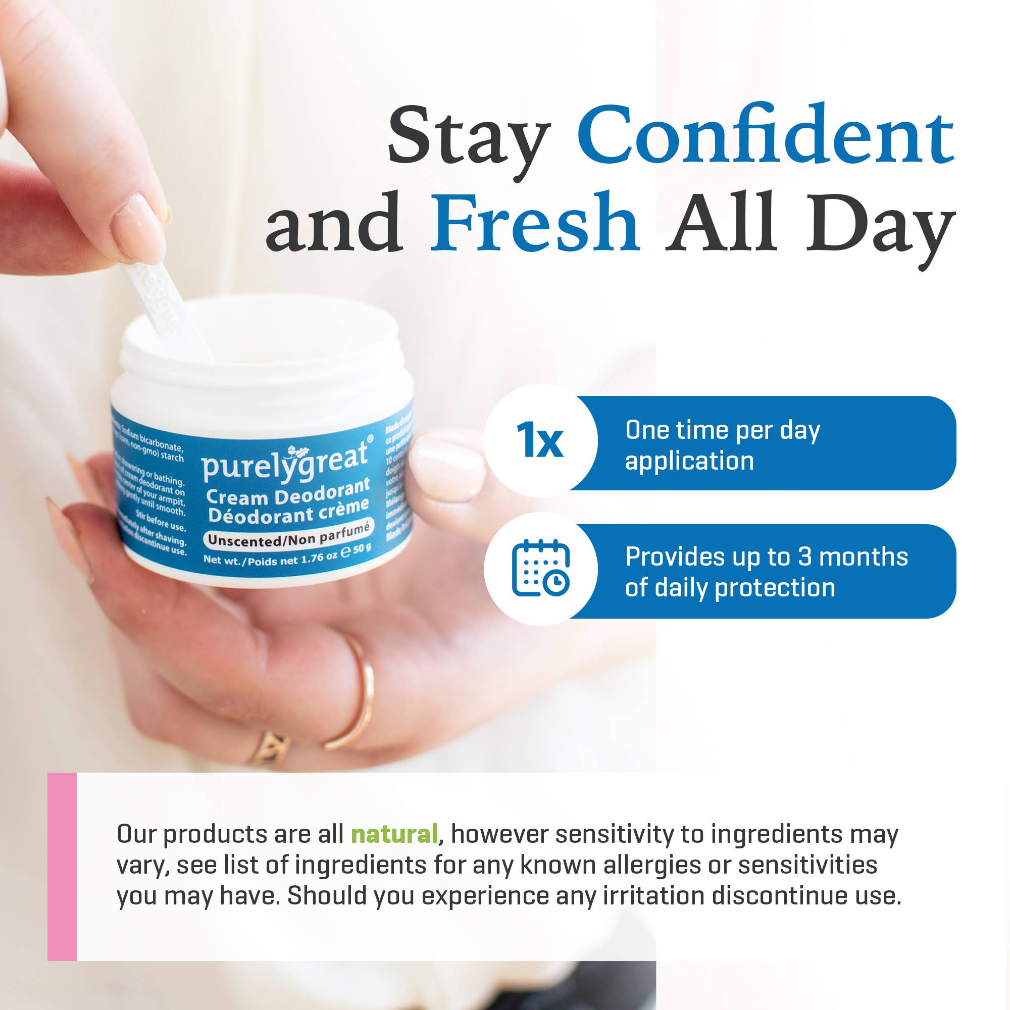 Purelygreat Natural Deodorants - Wholesale Deodorant - Unisex - Purelygreat Cream Deodorant - Unscented6