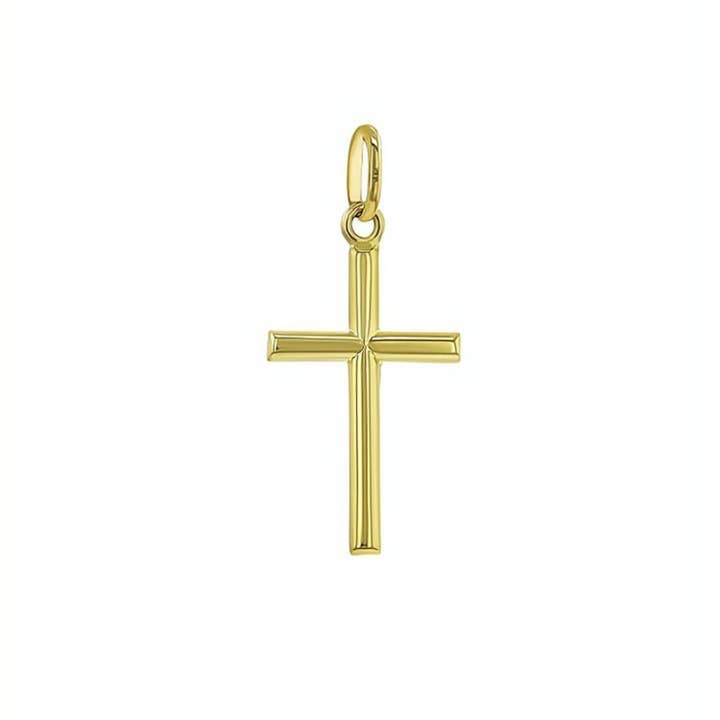 14k Yellow Gold Classic Baptism Small Cross 0.3" x 0.6" for wholesale by Guadalupe Gifts