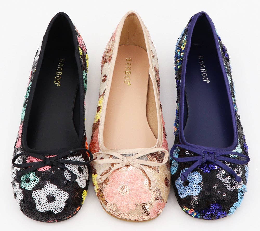 Mars Sky Shoes Wholesale - Wholesale Flats - Women's - Bamboo DANCING-15 Women Multiple Sequince Flower Ballet Flats-18 Pairs Pack-12.85/Pair4
