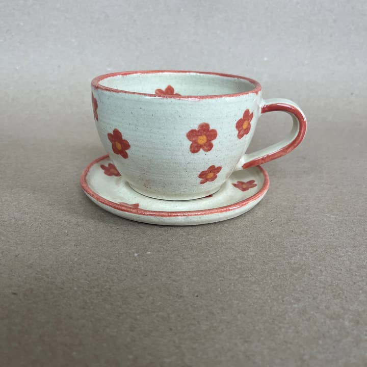 Ninth House Goods – wholesale Tea set – Blush Floral Tea / Cappuccino Set