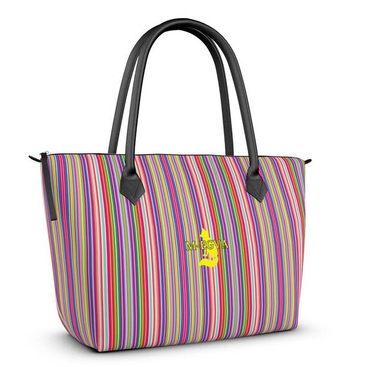 Cabas Zip couro/satén - Stripy por atacado de M-EGVA