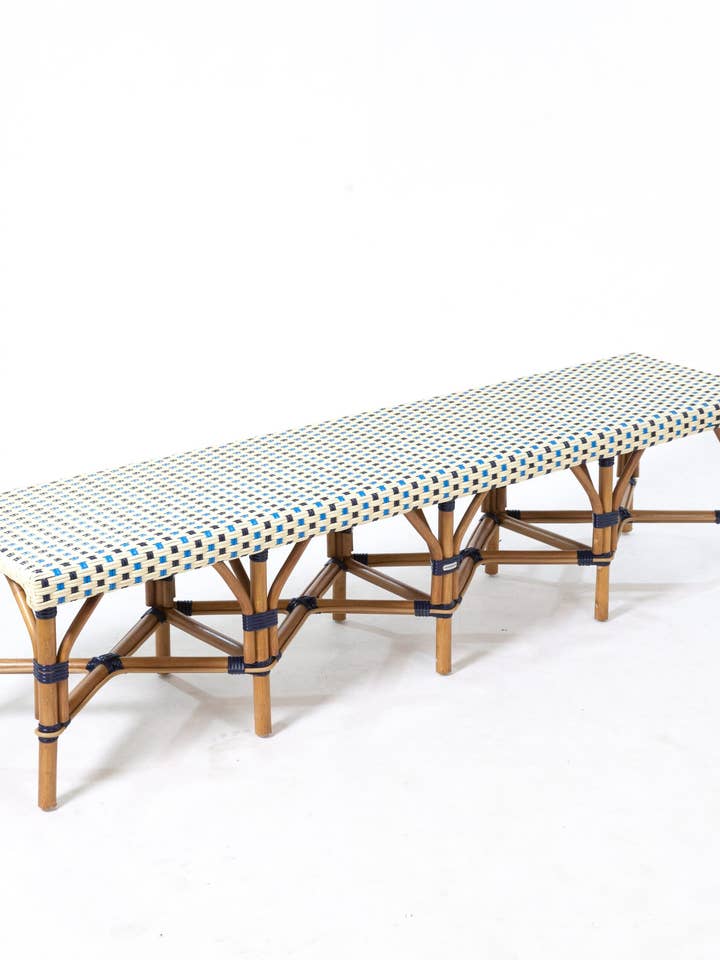 Banc Bistro Aspen Brands – 6 pieds – Marine, Blanc et Bleu Clair pour la vente par Aspen Brands