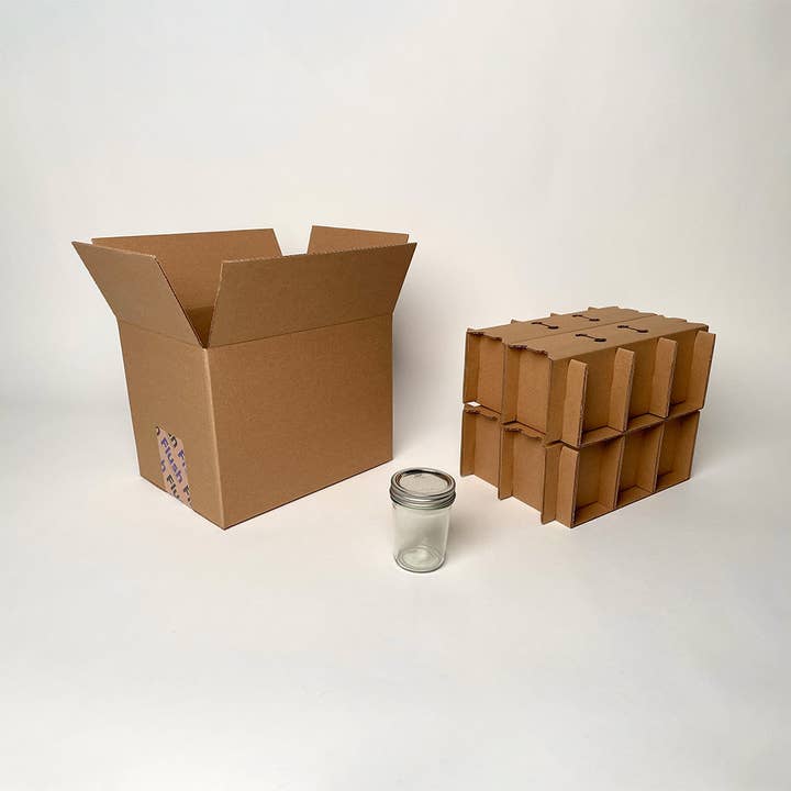 Flush Packaging - Wholesale Gift Box - 8 oz (Half Pint) Ball Regular Mouth Mason Jar 12-Pack Shipping Boxâ„¢