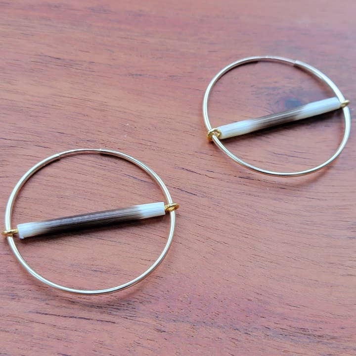 Gem Lounge Jewelry - Wholesale Hoop Earrings - Porcupine Quill Gold Hoops3