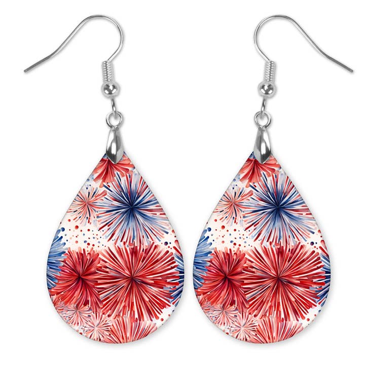 Patriotic Firework Dangle Earrings for wholesale by The Painted Pug