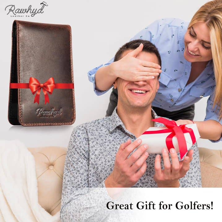 RAWHYD Leather Co. - Wholesale Sporting Accessories - RAW HYD Leather Golf Scorecard Holder, 7" x 4.5", Golf Yardage Book Cover - Golf Notepad2