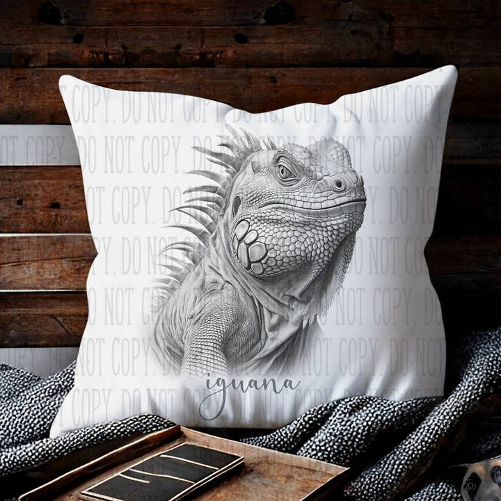 Sketch Style Iguana-kudde - personlig med namn/fras för wholesale av Storms Style