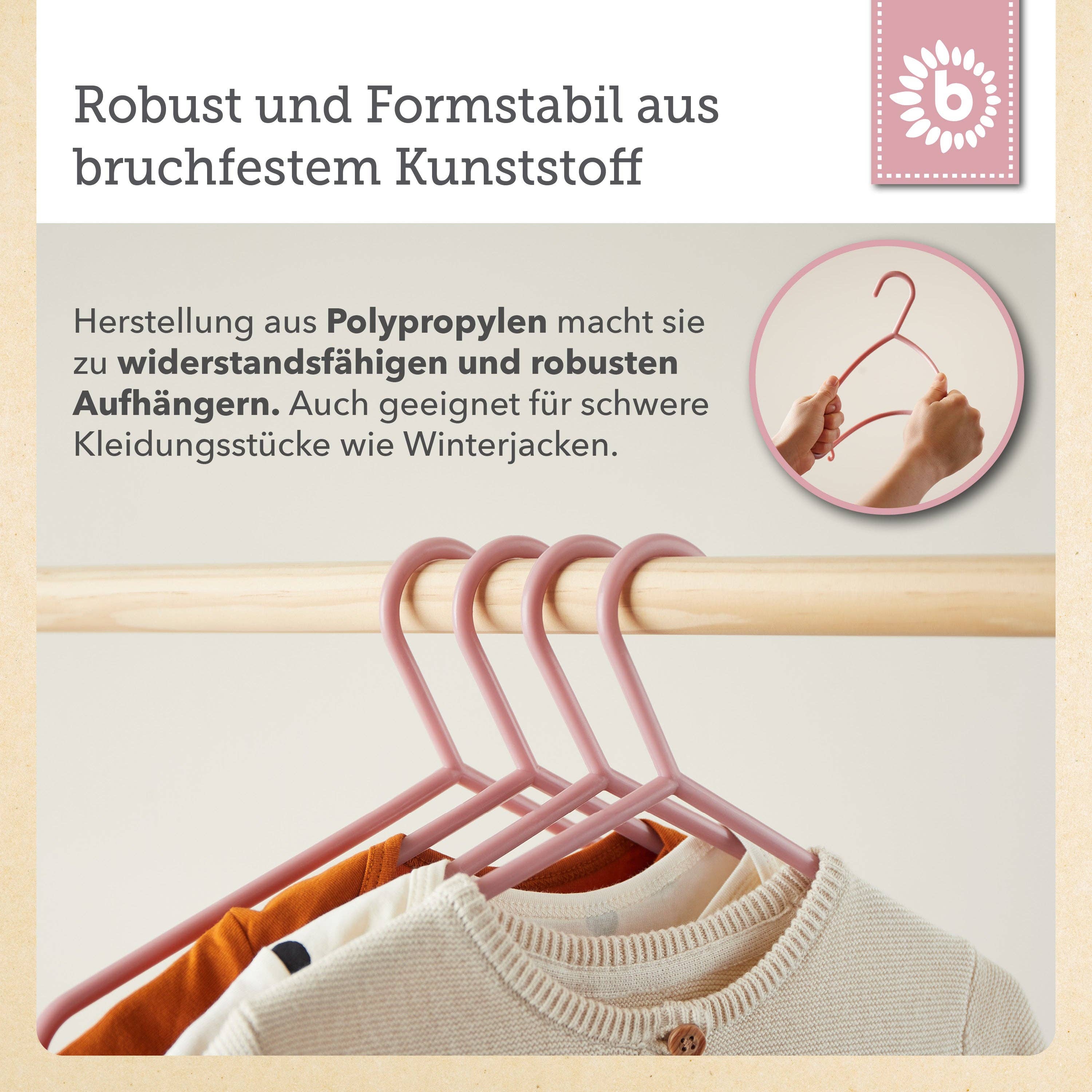 Bieco Spielwaren – wholesale Clothes hangers – Hanger 8-piece set dreamy rose5