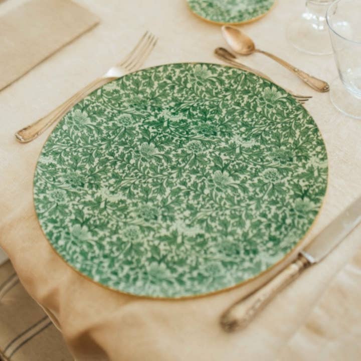 Assiette ronde à fleurs vertes pour la vente par Chiticris