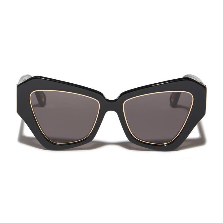 Lele Sadoughi - Wholesale Sunglasses - Women's - Jet Gold Lara Wide Cat-eye Sunglasses